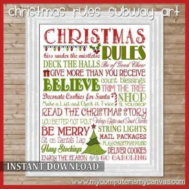 Christmas Rules Subway Art PRINTABLE