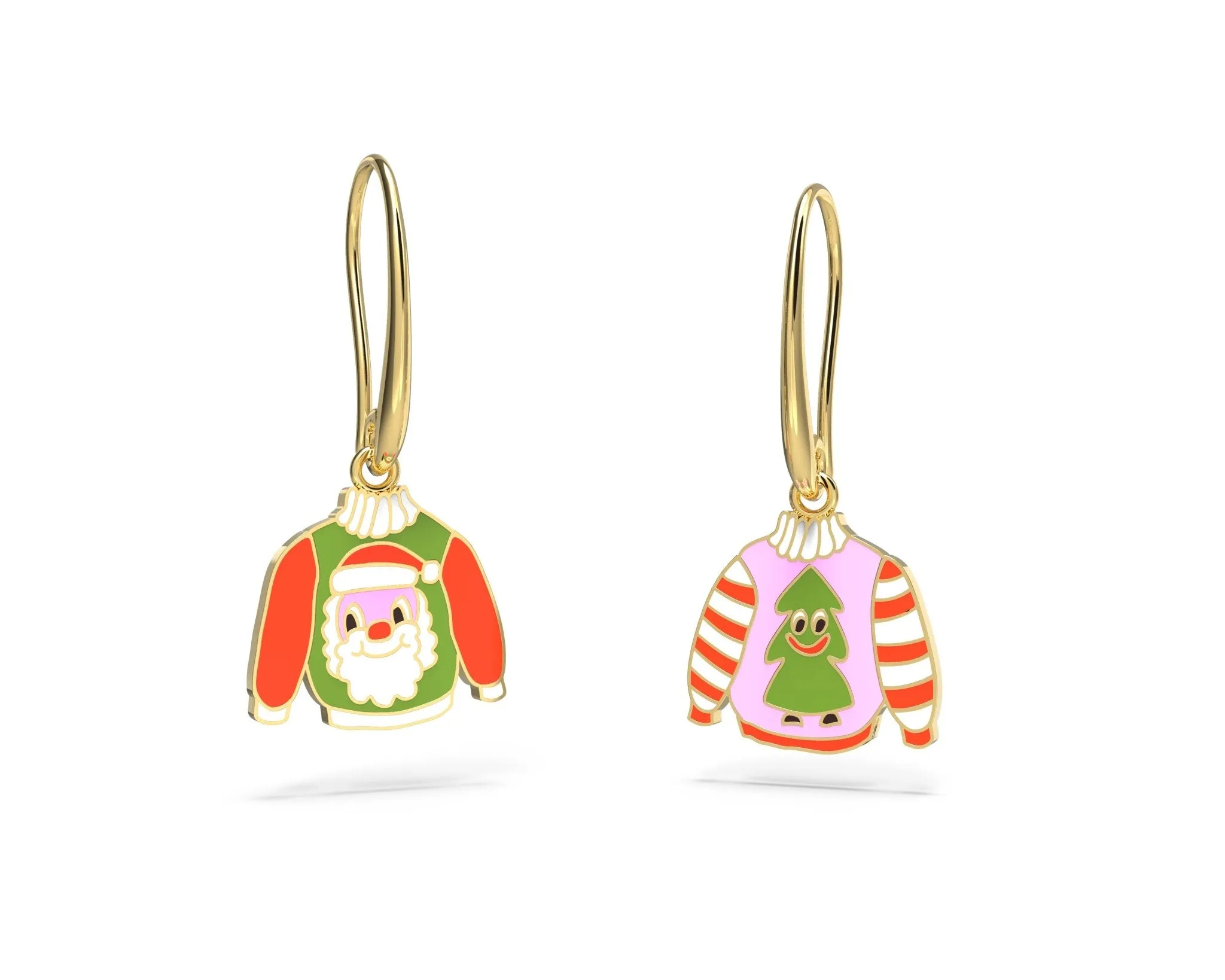 Christmas Santa and Tree Drop Earrings