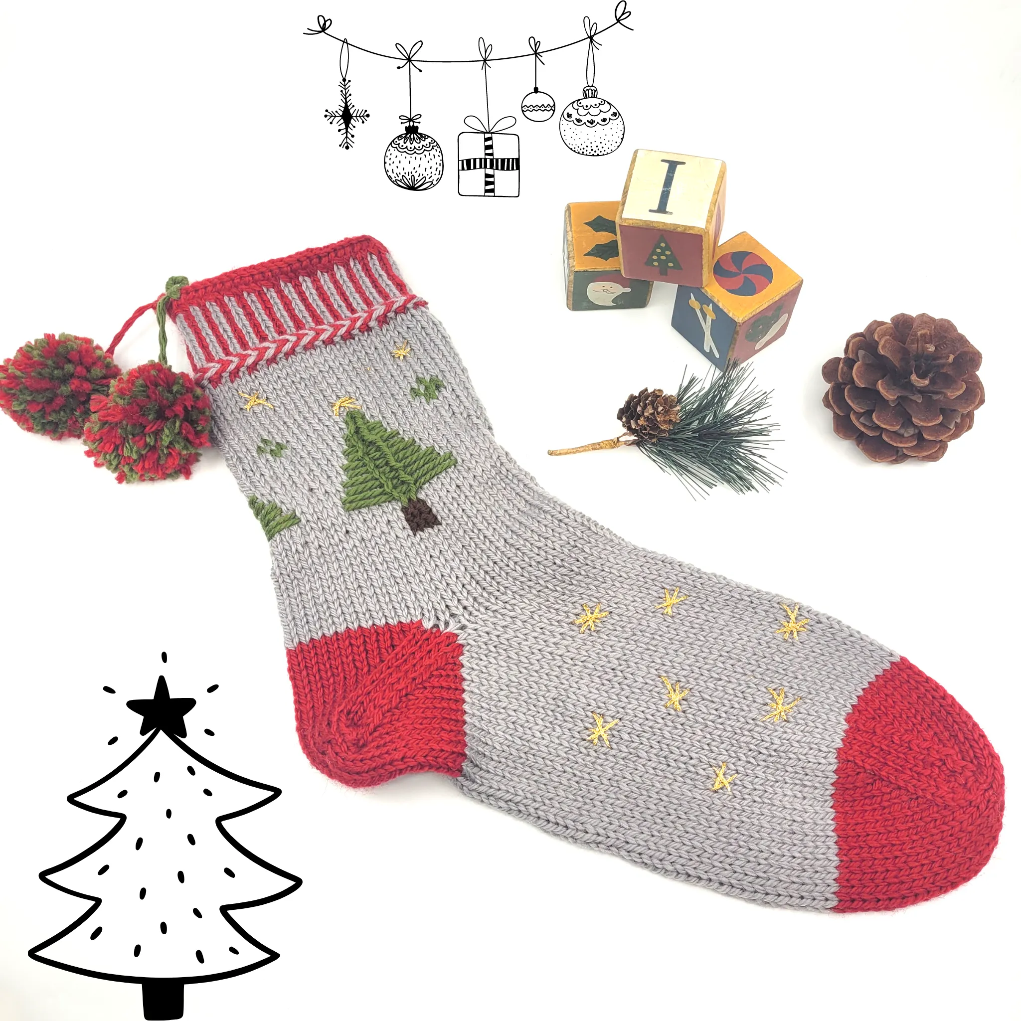 Christmas stocking pattern "My beautiful Christmas tree"