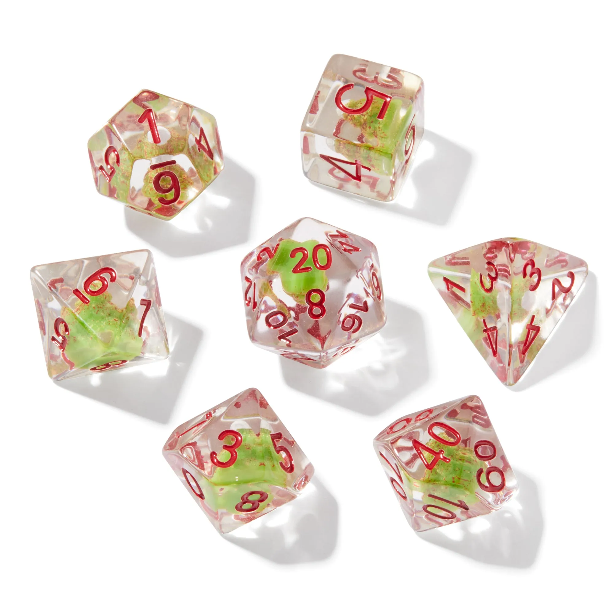 Christmas Tree Fragment Filled Resin 7pc Dice Set