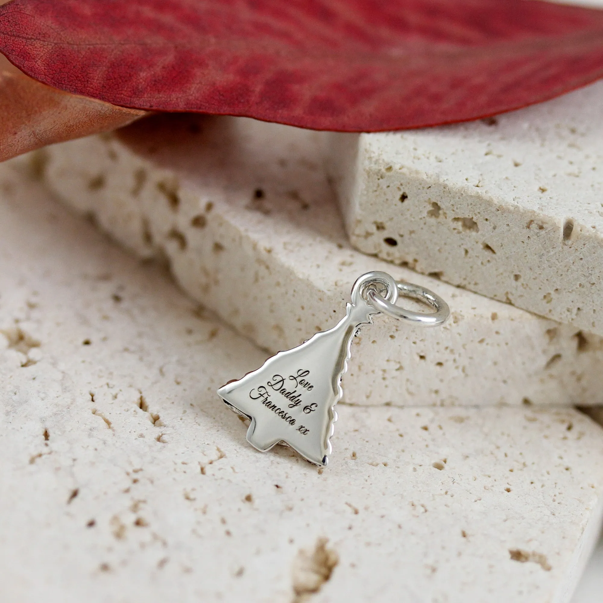 Christmas Tree Personalised Silver Charm