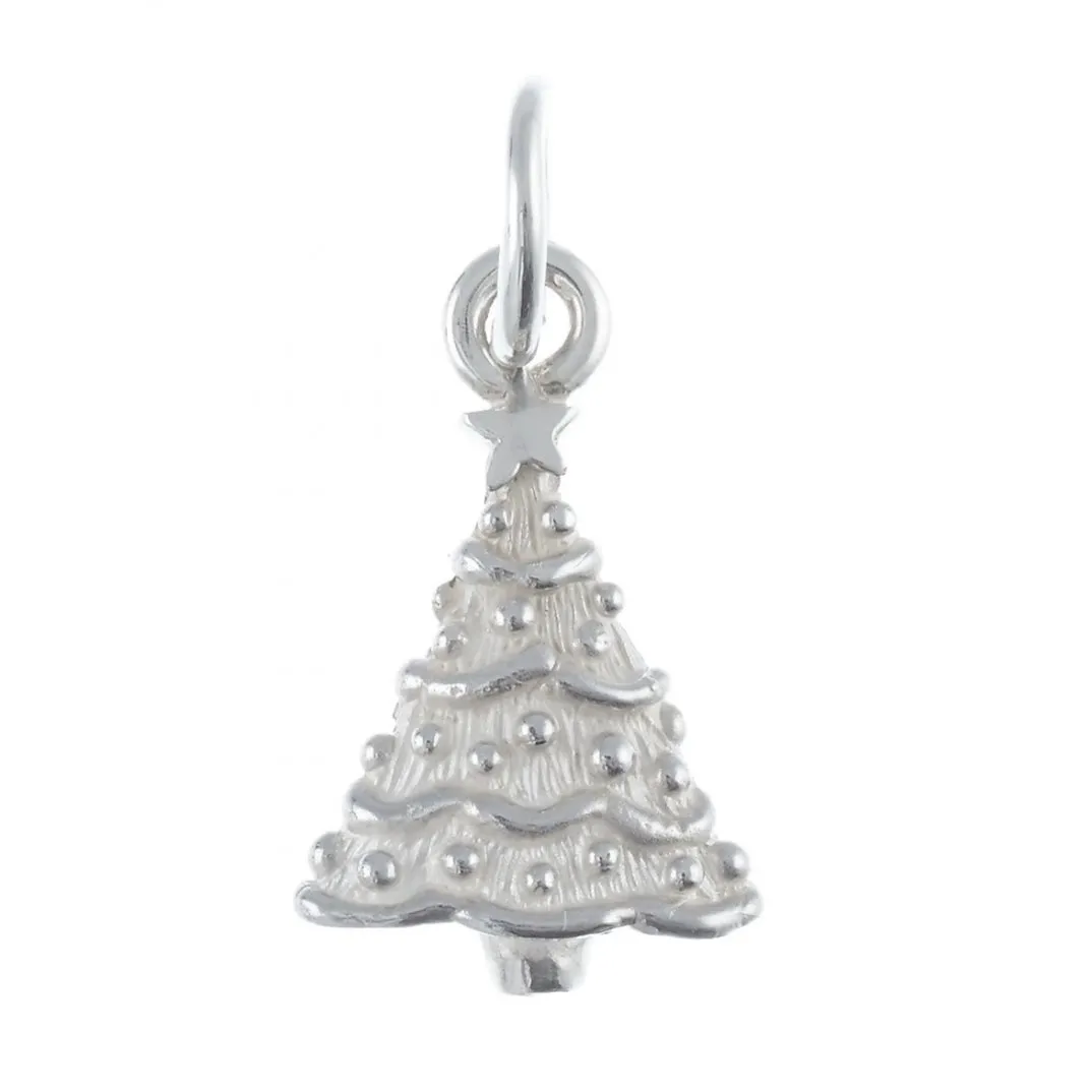 Christmas Tree Personalised Silver Charm