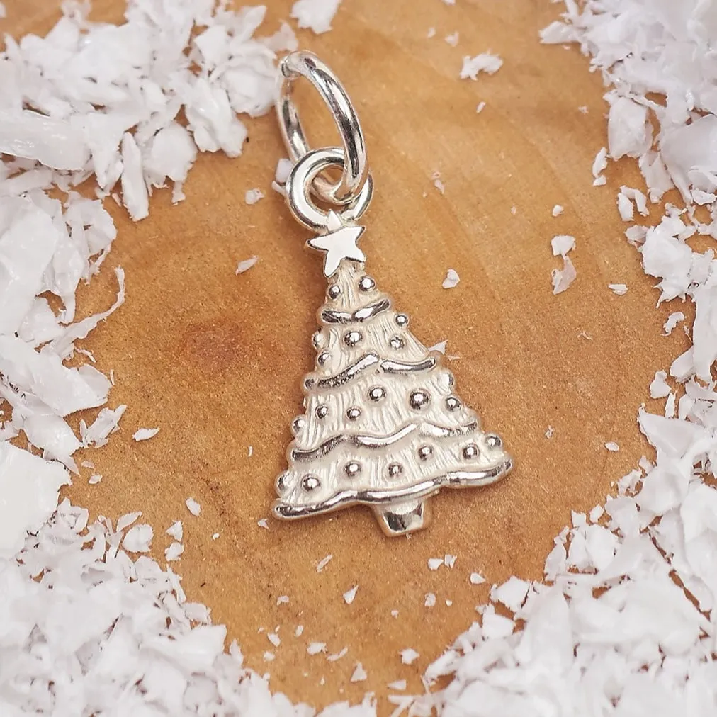 Christmas Tree Personalised Silver Charm