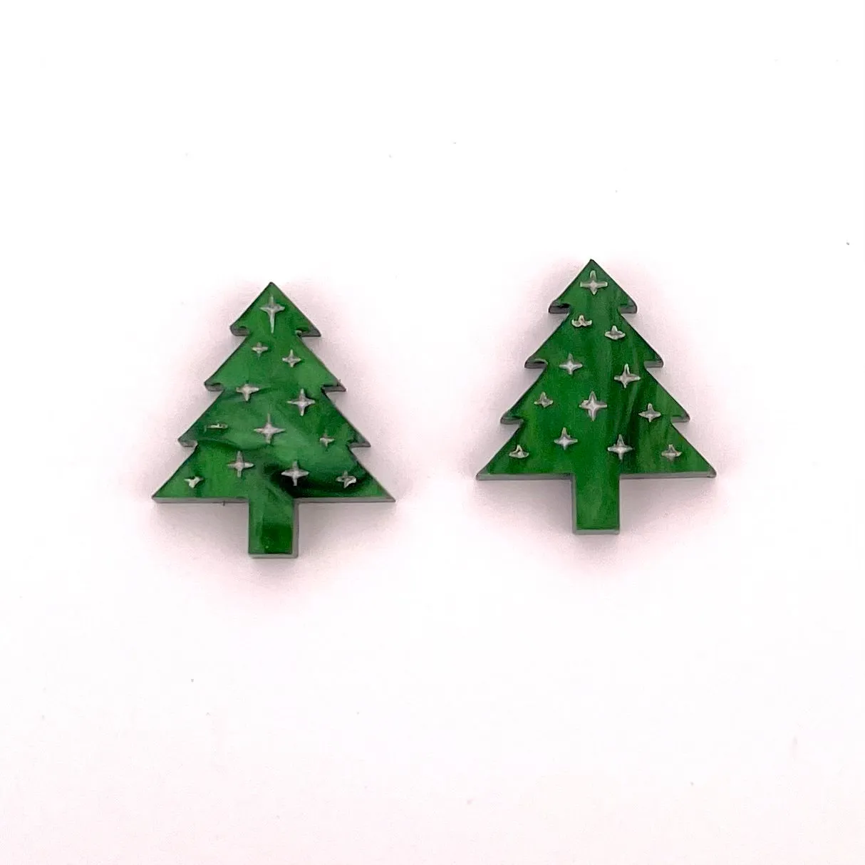 Christmas tree silver- Stud Earrings