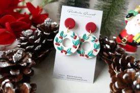 Christmas Wreath Polymer Clay Earrings 1