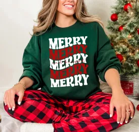 Christmas Youth and Adult Merry and Bright Sweatshirt/ Christmas Sweatshirt/ DTF Print