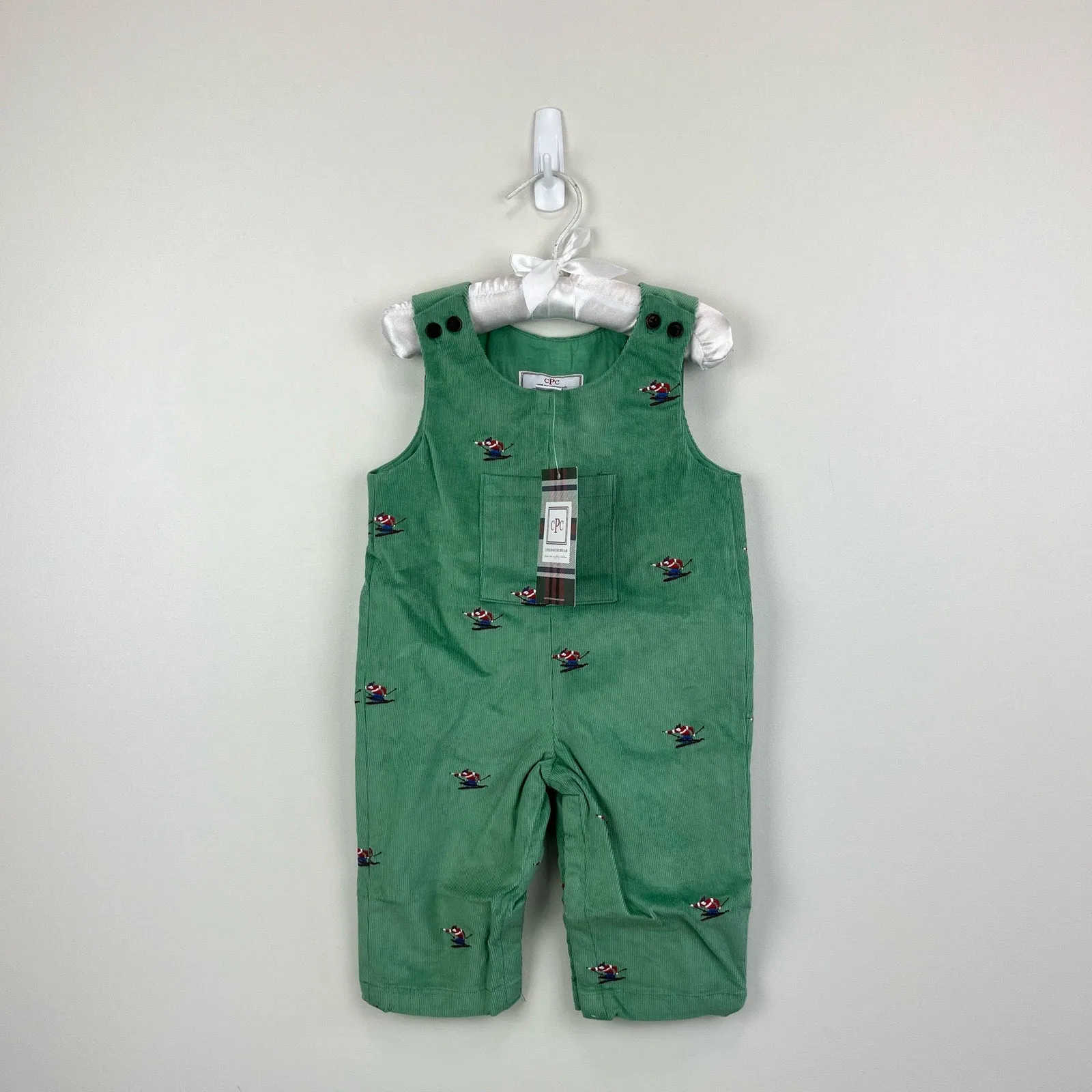 Classic Prep Childrenswear Tucker Overalls Frosty Spruce with Skier 6-9 Months NWT