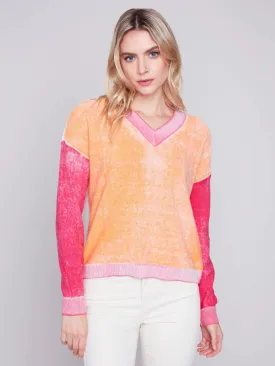 COLOUR BLOCK COTTON SWEATER