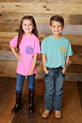 Comfort Colors Kids Short Sleeve Monogrammed Tee