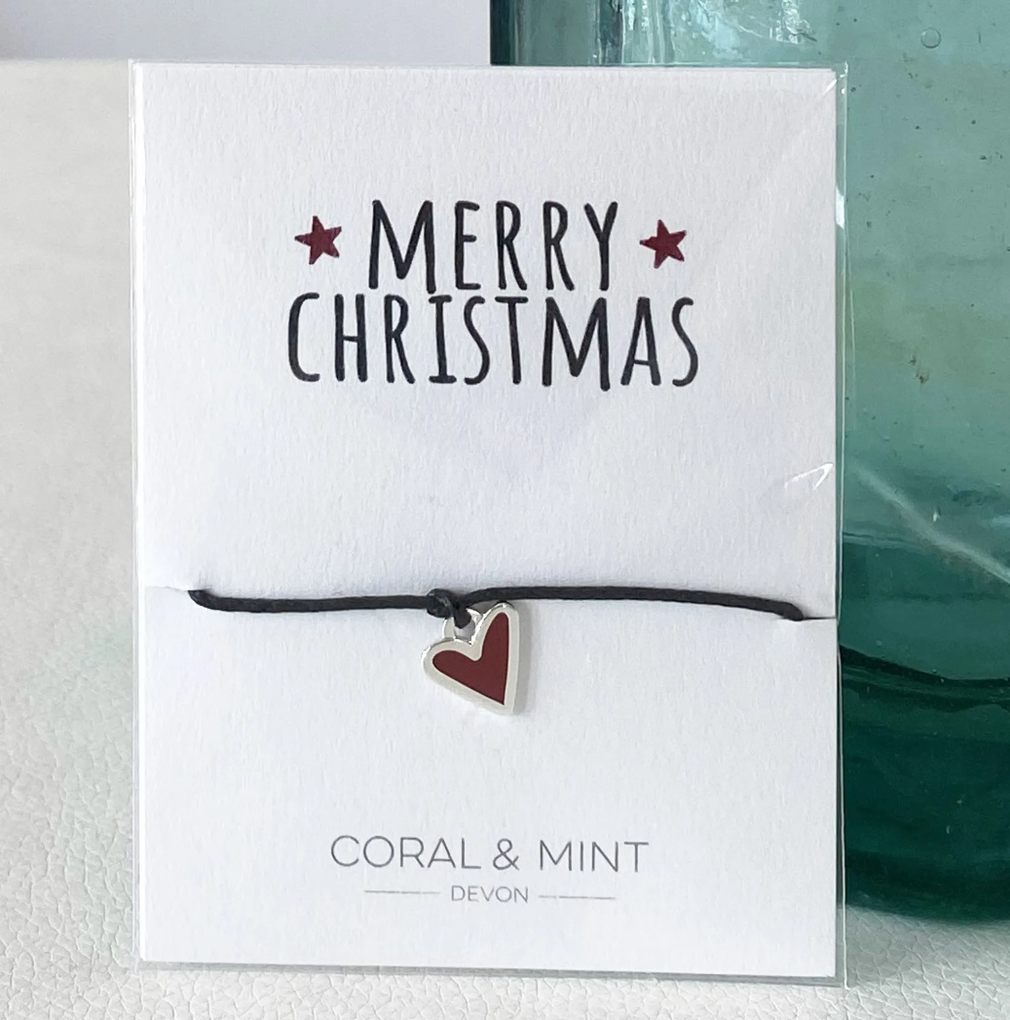 Coral And Mint Merry Christmas- Red Heart Charm