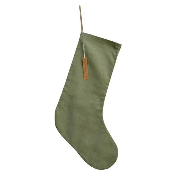 Cotton Christmas Stockings - Olive Green