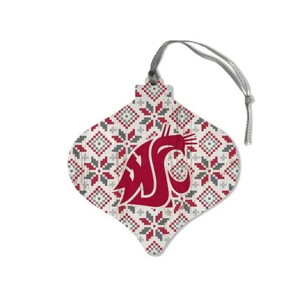 Crimson and Gray WSU Wood Bulb Christmas Ornament