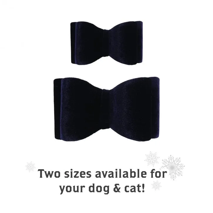 Cupid & Comet | Velvet Navy Bow Tie | Christmas Dog Dress Up