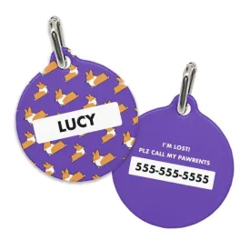 Custom Corgi Pet Tag | 1" Round Metal Tag