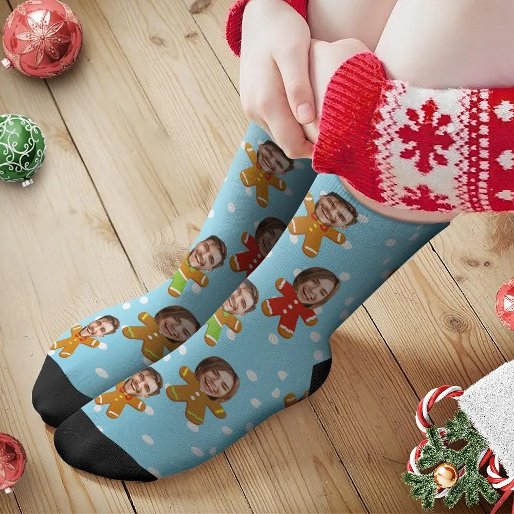 Custom Face Christmas Socks Personalised Couple's Photo Socks Christmas Gift