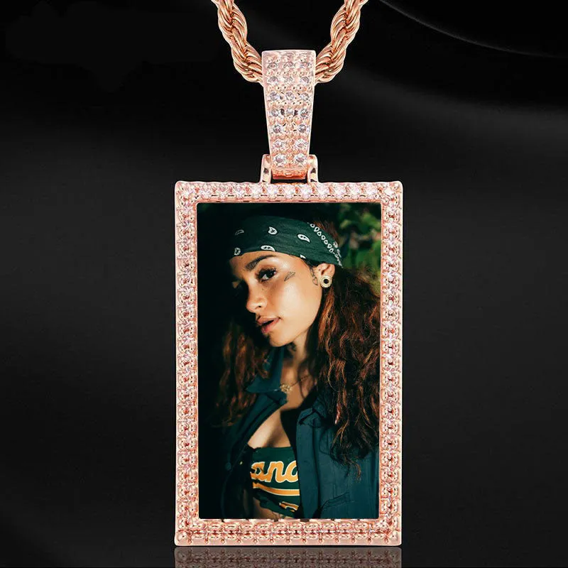 Custom Made Rectangle Photo Medallion Necklaces Christmas Gifts For Girlfriend