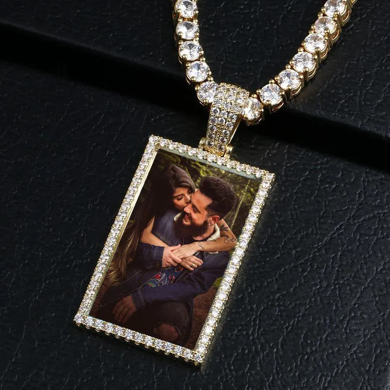 Custom Made Rectangle Photo Medallion Necklaces Christmas Gifts For Girlfriend