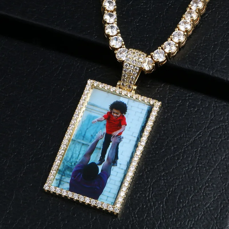 Custom Made Rectangle Photo Medallion Necklaces Christmas Gifts For Girlfriend