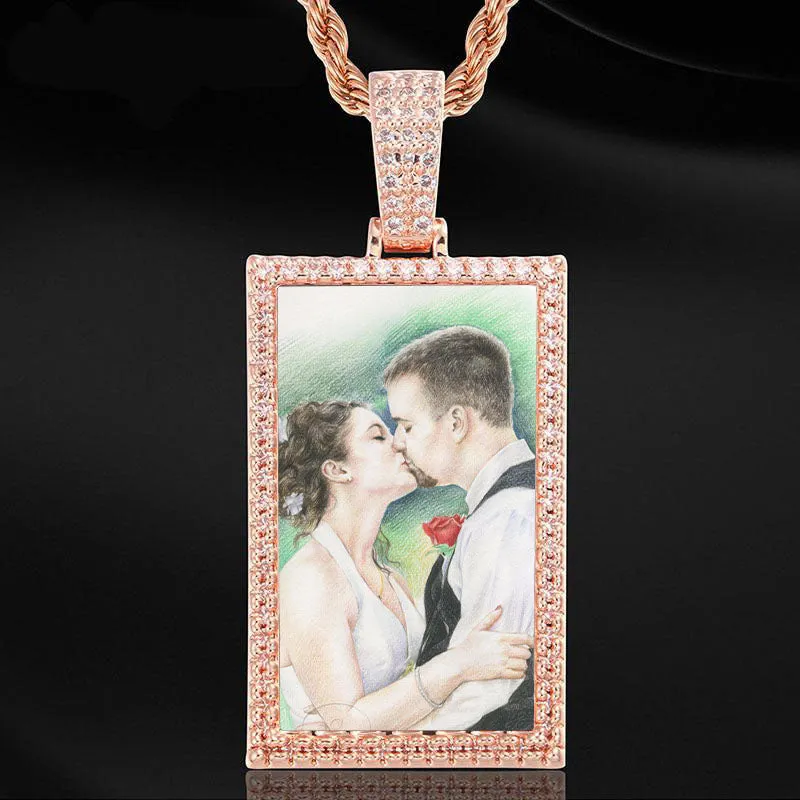 Custom Made Rectangle Photo Medallion Necklaces Christmas Gifts For Girlfriend