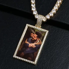 Custom Made Rectangle Photo Medallion Necklaces Christmas Gifts For Girlfriend