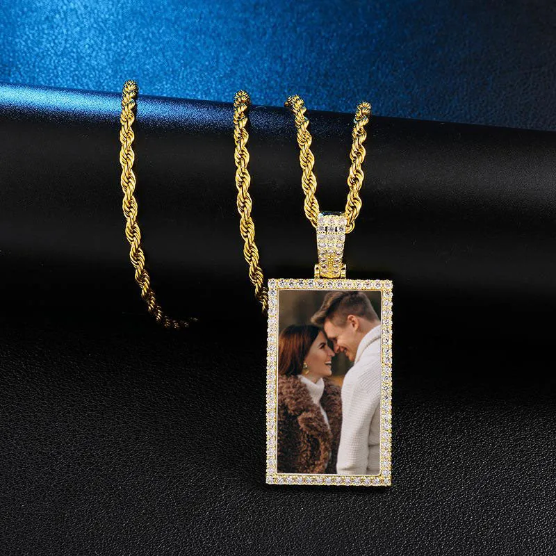 Custom Made Rectangle Photo Medallion Necklaces Christmas Gifts For Girlfriend