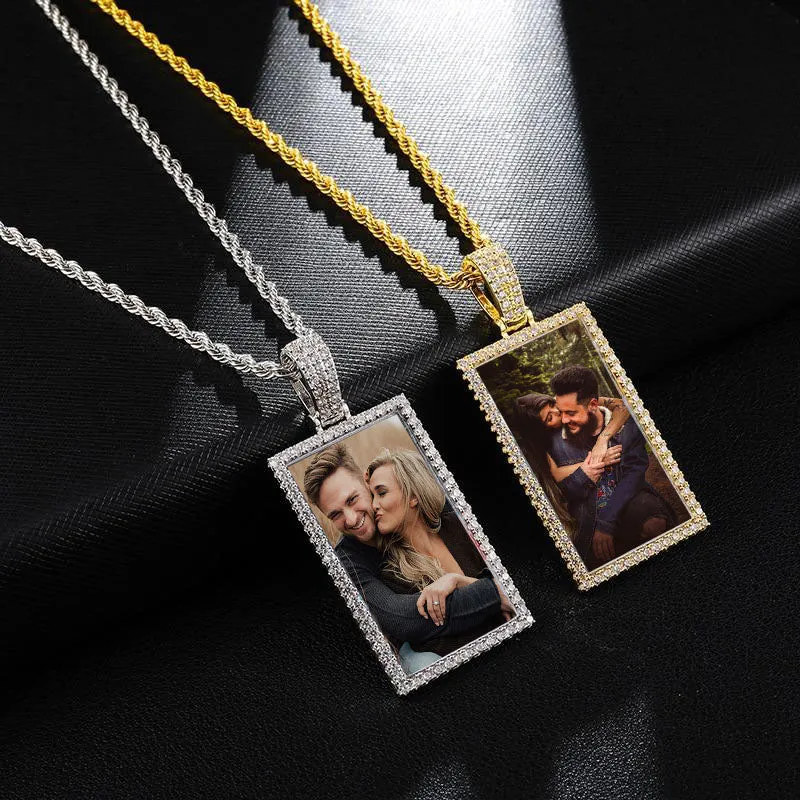 Custom Made Rectangle Photo Medallion Necklaces Christmas Gifts For Girlfriend