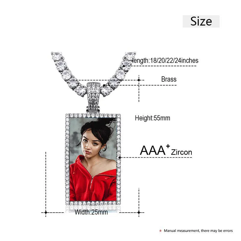 Custom Made Rectangle Photo Medallion Necklaces Christmas Gifts For Girlfriend