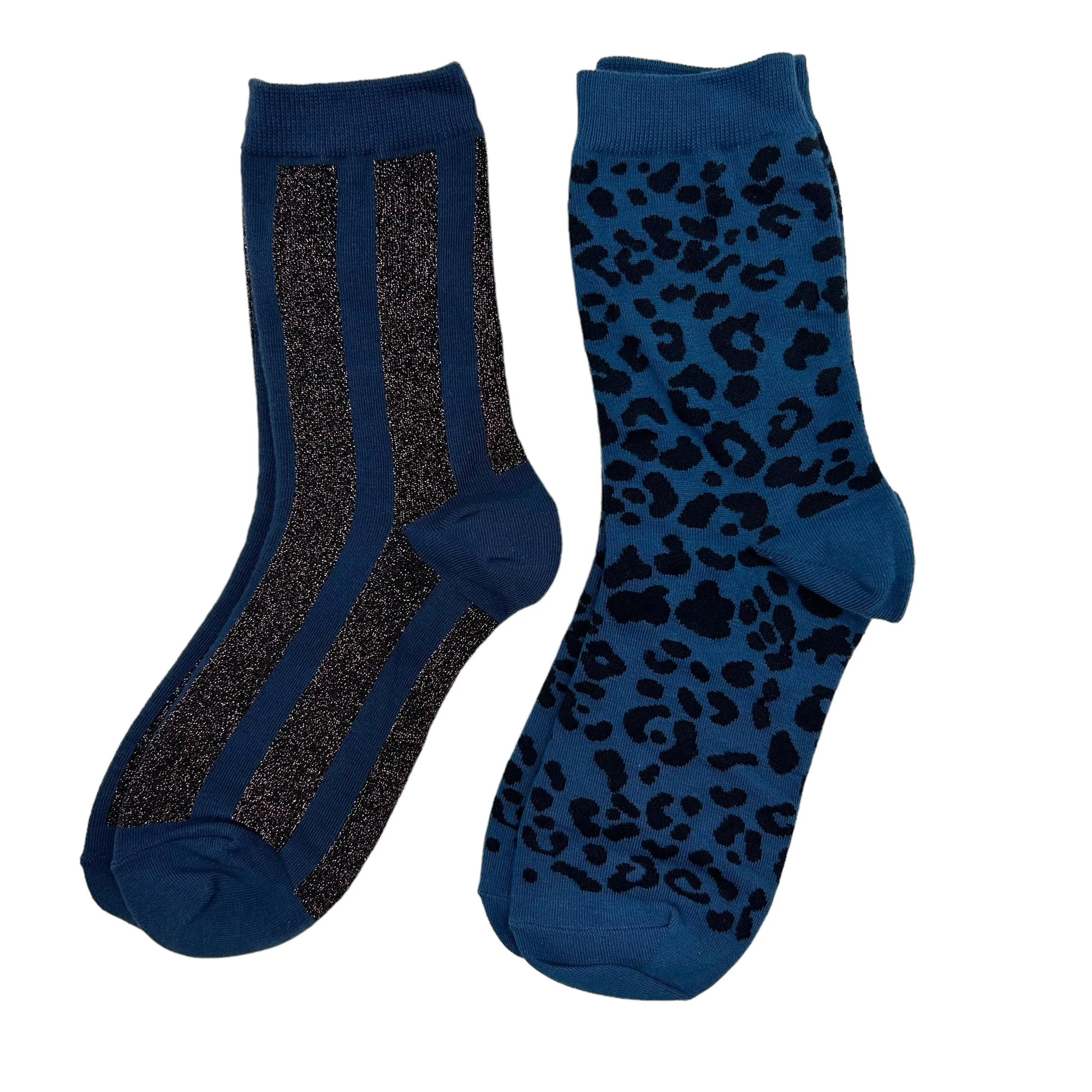 Denim leopard and  Berlin sock box duo with pin