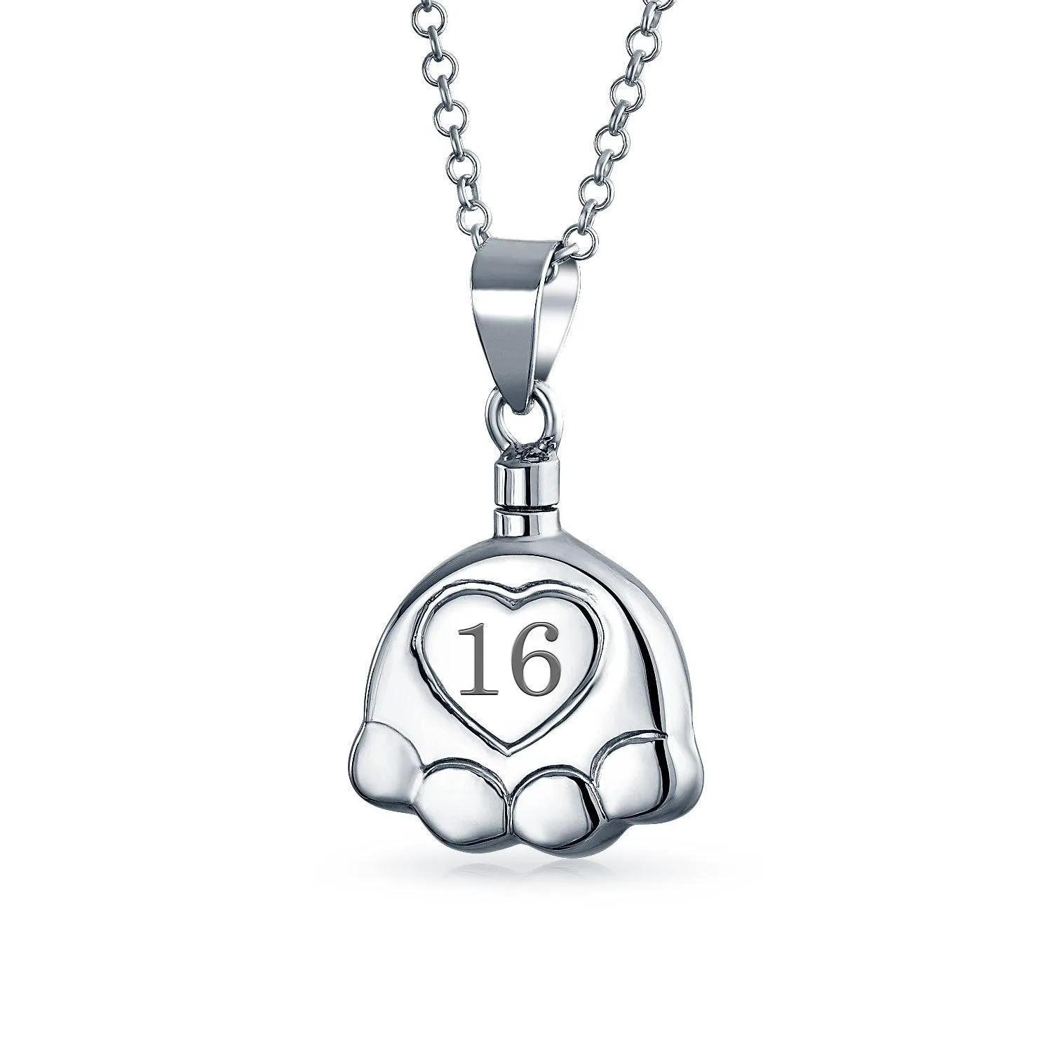 Dog Cat Puppy Paw Print Cremation Locket Necklaces Pendant Silver