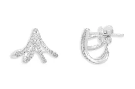 Earrings 14kt White Gold Lobe Stud Claw & Diamonds