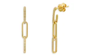 Earrings 14kt Yellow Gold Dangling Links & Diamonds