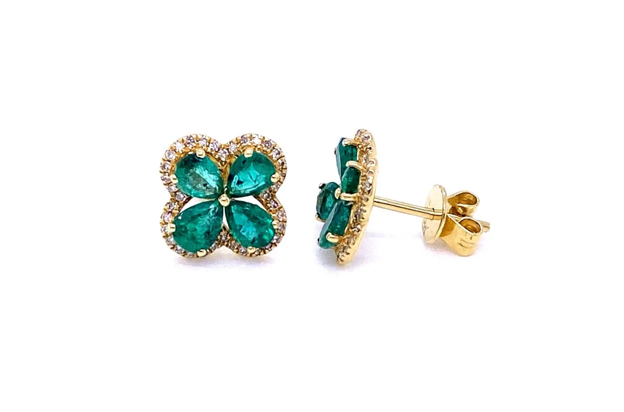 Earrings 18kt Gold Flowers 4 Petals Studs