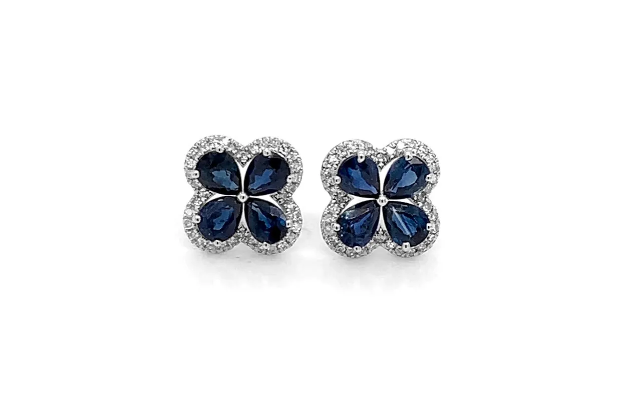 Earrings 18kt Gold Flowers 4 Petals Studs