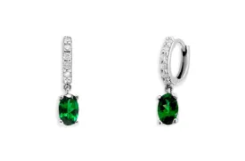 Earrings 18kt Gold Huggies Tsavorite Drop & Diamonds