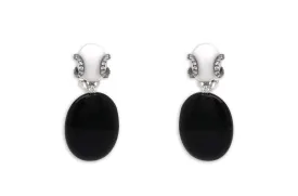 Earrings 18kt Gold Onyx & White Agatha Diamonds