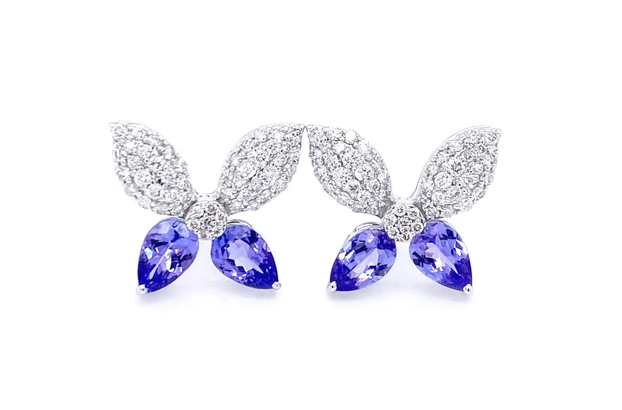 Earrings Butterfly 14kt Gold Tanzanite & Diamonds