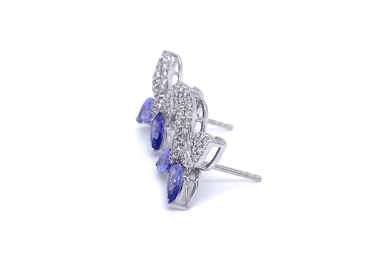 Earrings Butterfly 14kt Gold Tanzanite & Diamonds