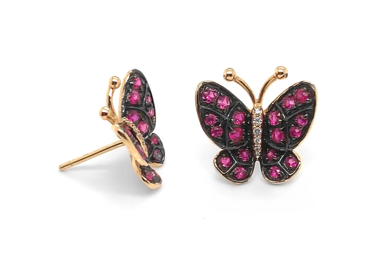 Earrings Butterfly Pink Sapphire in 18kt Gold