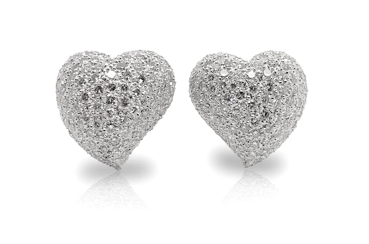 Earrings Clip Heart Shape 18kt Gold & Diamonds