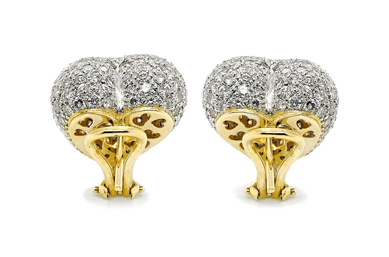 Earrings Clip Heart Shape 18kt Gold & Diamonds