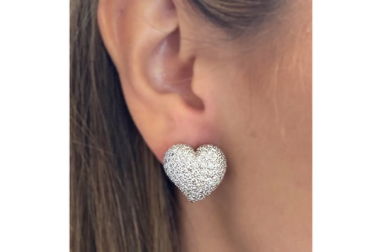 Earrings Clip Heart Shape 18kt Gold & Diamonds