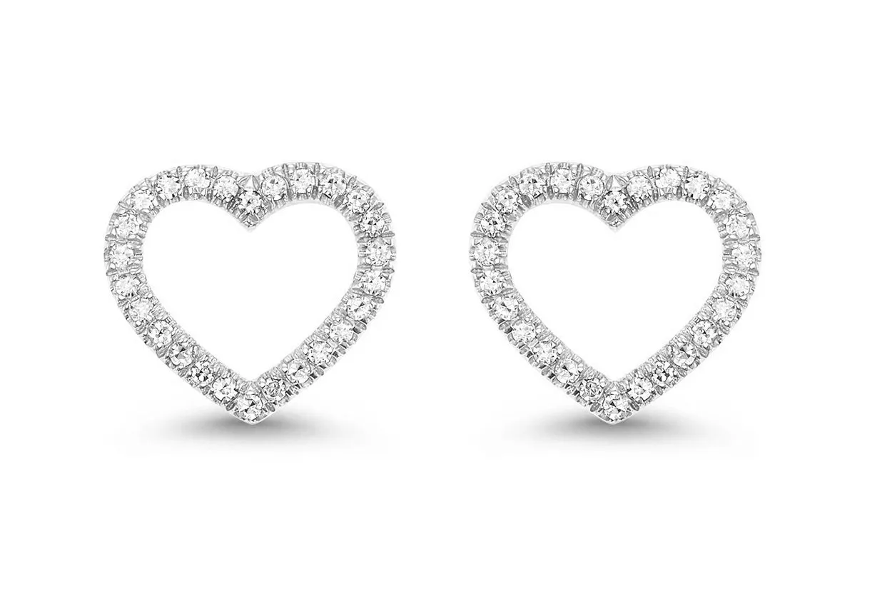 Earrings Heart Studs with Diamonds