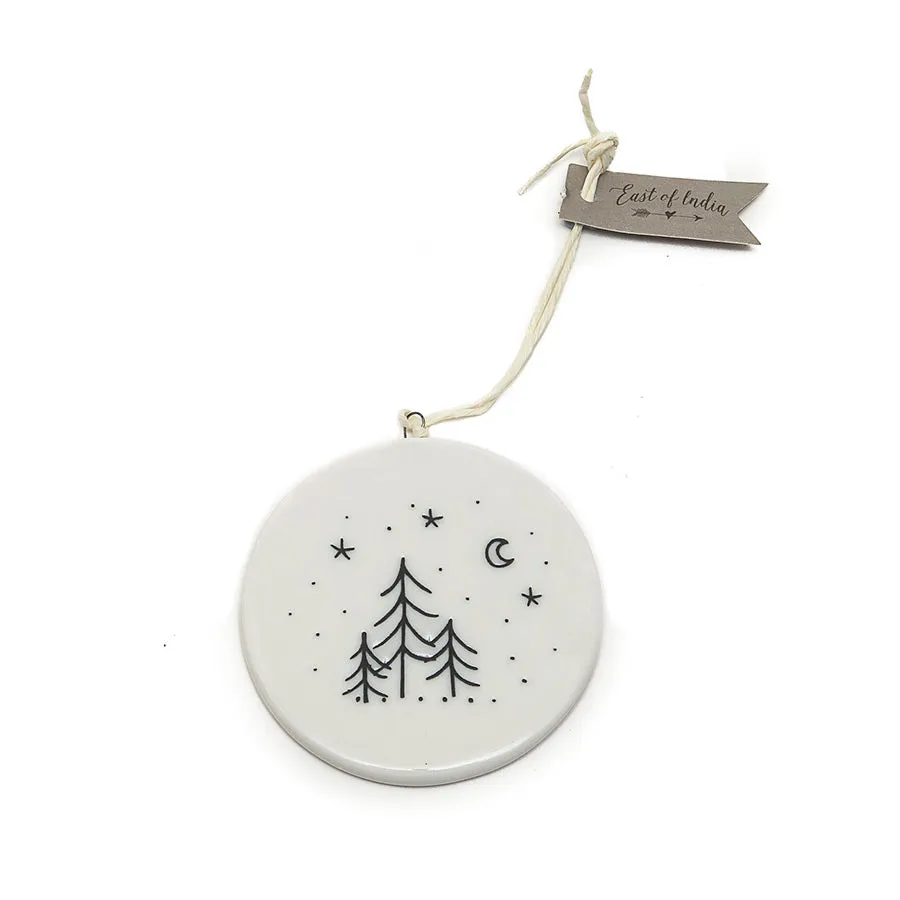 East of India Glazed Ceramic 'Winter Wonderland' Bauble