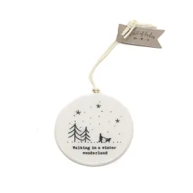 East of India Glazed Ceramic 'Winter Wonderland' Bauble