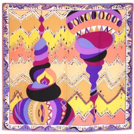 EMILIO PUCCI Silk Orange Cream Psychedelic Print Scarf