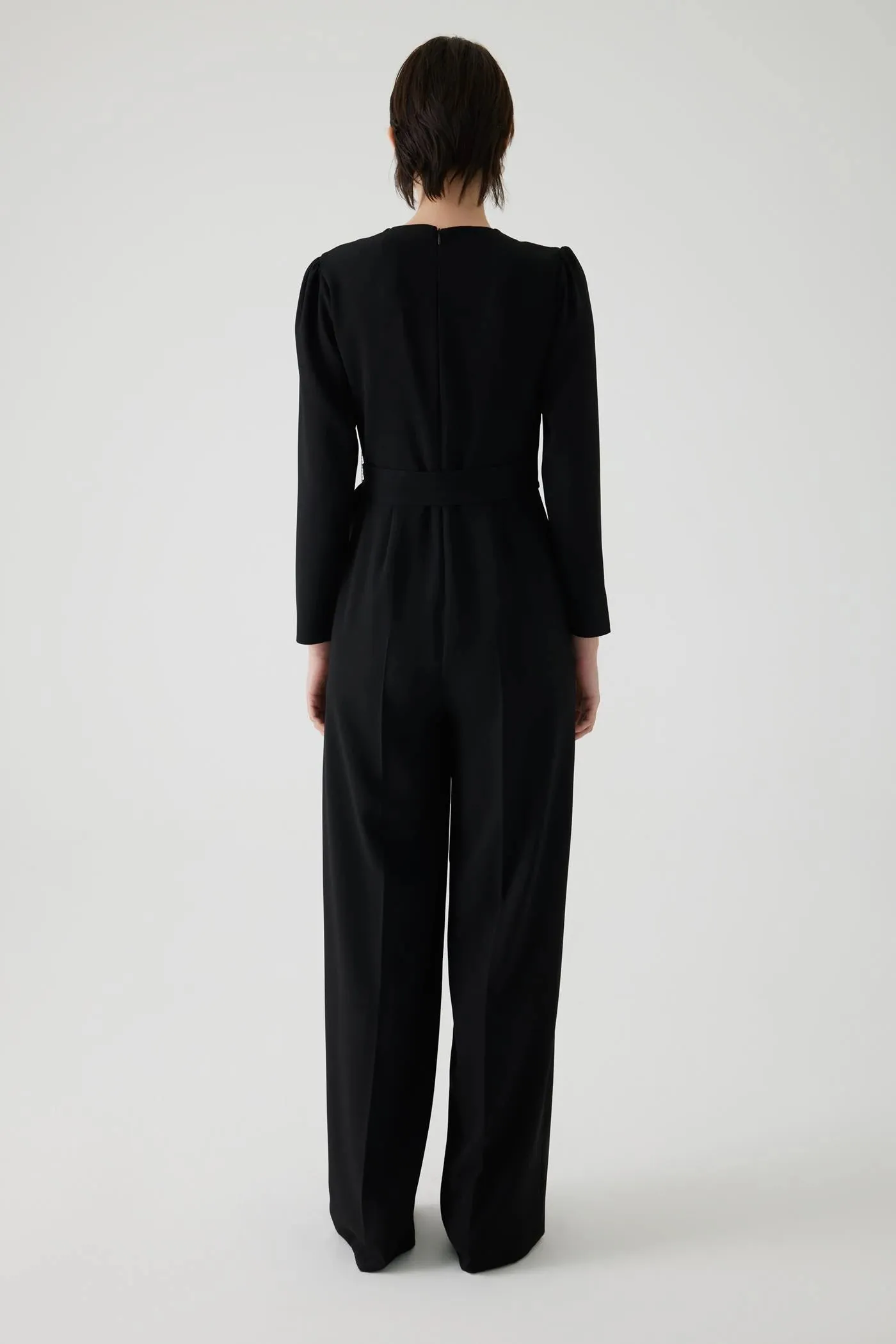 Exquise Anwen Black Scarf Waist Jumpsuit