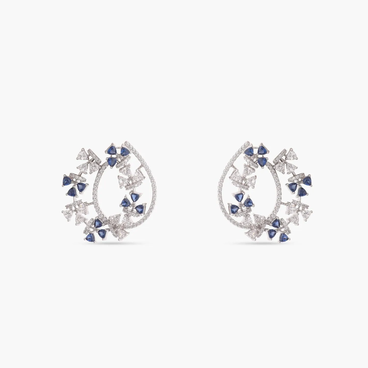 Floral Wreath CZ Silver Earrings