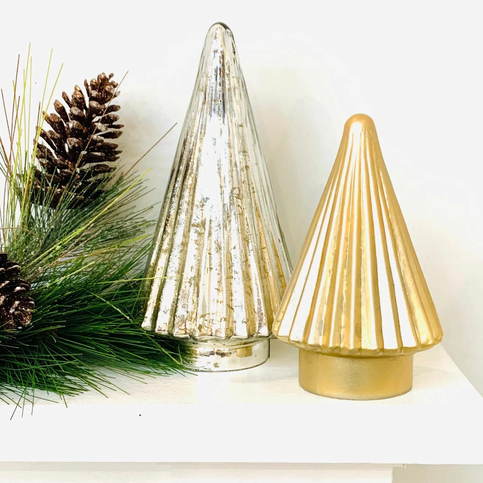 Fluted Mercury Glass Tree 2, Champagne