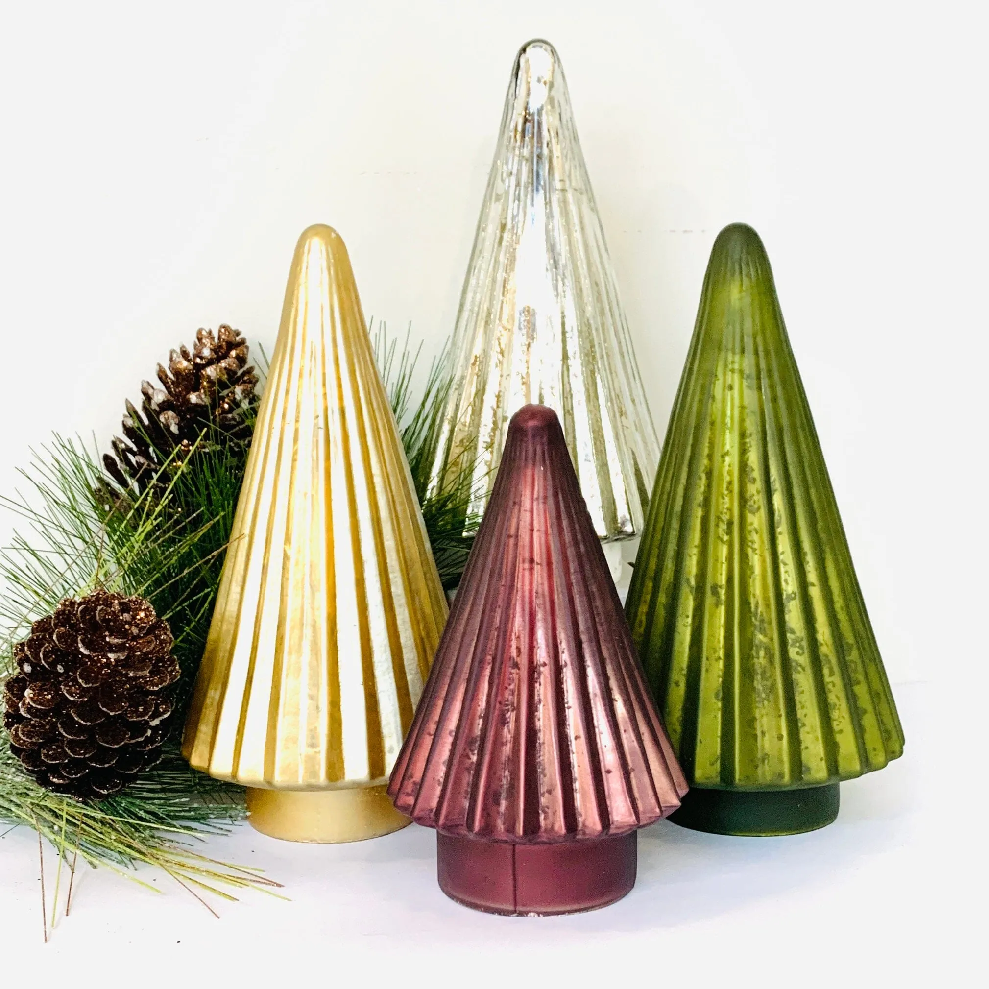 Fluted Mercury Glass Tree 2, Champagne