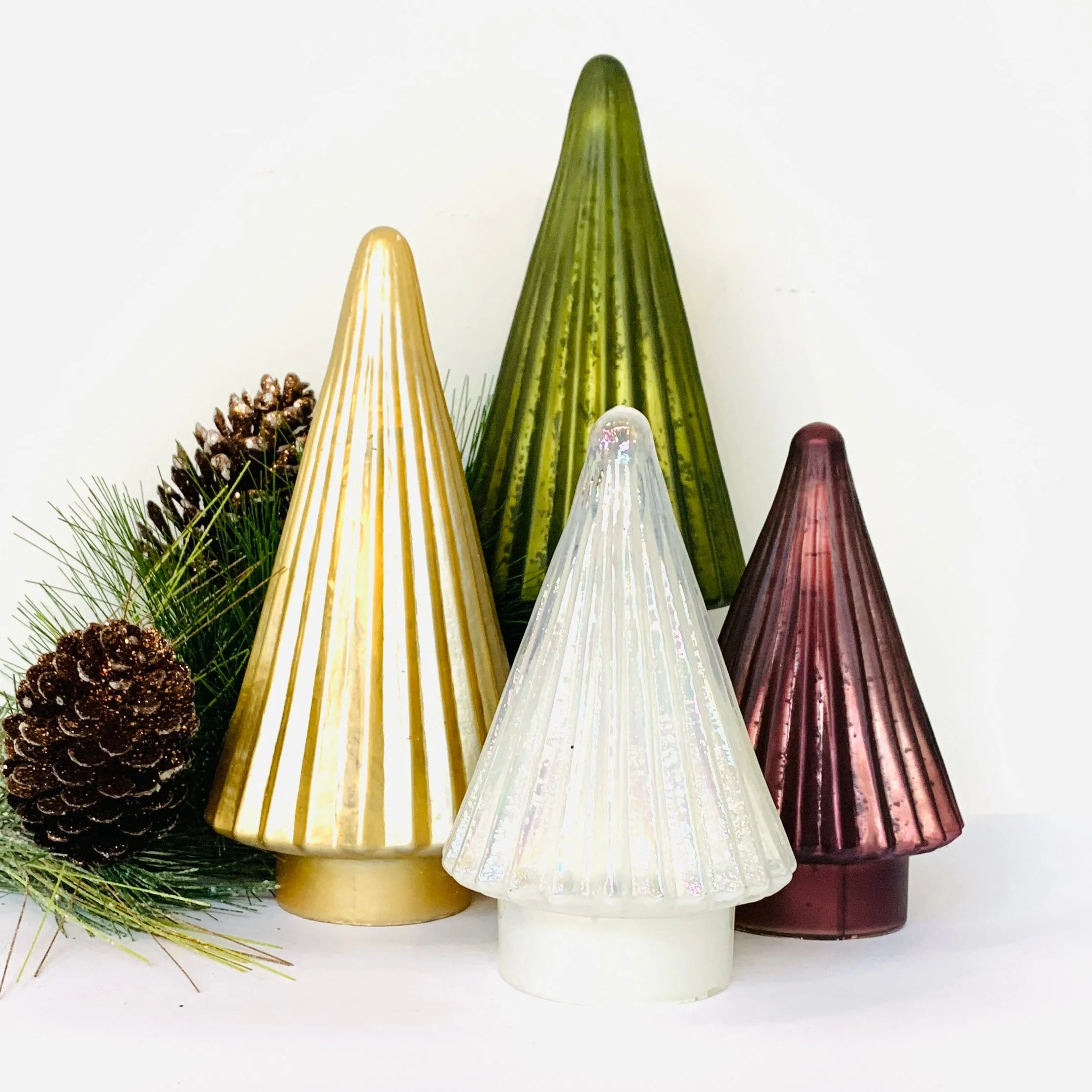 Fluted Mercury Glass Tree 2, Champagne